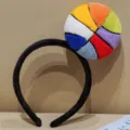 Süßer Plüsch Basketball Haarreif bunter Plüschball Haarreif lustiges Party Haarschmuck - Regenbogen Makrone - Basketball Stil