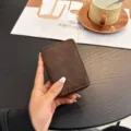 Minimalist retro dark brown leather card holder with multi slots for daily use and cards. - Embossed 9-Card / Coffee