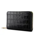 Black crocodile pattern PU leather card holder for women with gold zipper. Compact and stylish. - Crocodile Pattern 9-Card / Black