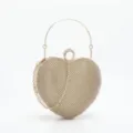 Gold rhinestone heart clutch bag, elegant evening purse with chain strap for women SKU. - Heart-Shaped Full Rhinestone Style (6)