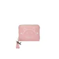 Pink PU leather short coin purse with cute cat print and tassel pendant zipper design. - Cat Ear Print Style / Light Pink