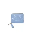 Cute blue short PU leather wallet with zipper, tassel, and cat graphic design for women. - Cat Ear Print Style / Blue