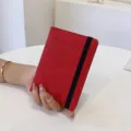 Funda para pasaporte de cuero PU rojo con banda elástica, cartera de viaje para tarjetas. - Rojo