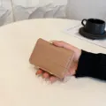 Kleine Damen Geldbörse PU Leder Kroko Muster Metall Schloss Kartenetui Kaki Tasche - Khaki