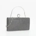 Rhinestone Evening Clutch Bag for Women Sparkling Crystal Handbag with Metal Ring Handle - Silver Exquisite Rhinestone Pave Style (15)