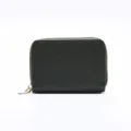 Porte-cartes zippé en cuir vert foncé étui compact minimaliste mini portefeuille monnaie - Vert Foncé