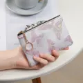 Small purple embroidered butterfly zipper coin purse with keychain, cute portable card pouch. - Small Butterfly-Pink