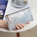 Blue embroidered butterfly long zipper wallet clutch bag for women daily use and travel storage - Large Butterfly-Blue