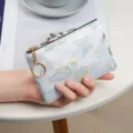 Elegante portamonete con zip ricamato a farfalla blu con portachiavi e porta carte chic - Farfalla Piccola-Blu