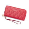Portafoglio donna rosso lungo trapuntato cuore pochette con cinturino doppia cerniera. - Stile con Motivo a Cuore / Doppia Cerniera Cuore - Rosso