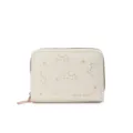 White PU leather card holder with cute cat pattern, compact zipper coin purse for daily use. - 9 Card Slots / White
