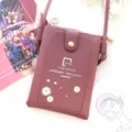 Maroon PU leather crossbody phone bag for women with cute daisy print and small front pocket. - Small Floral / Dusty Pink