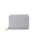 Cute cat pattern zipper card holder in light purple, compact coin purse and multi-slot wallet. - 9 Card Slots / Light Purple