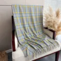 Classic retro imitation cashmere plaid scarf, unisex winter warm tassel shawl and wrap for daily commute. - 200x66cm with Tassel / WT256-2 Blue Gray