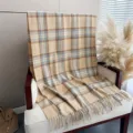 Dettaglio sciarpa a quadri stile cashmere retrò con eleganti frange per autunno e inverno. - 200x66cm con Nappa / WT256-6 Marrone Chiaro