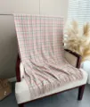 Pink and green plaid cashmere feel shawl scarf, elegant tassel design for women and men warm. - Pink