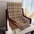 Autumn winter classic plaid cashmere feel tassel scarf for men and women warm shawl - Brown Green