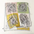 Retro color-blocked paisley silk scarf for women, elegant lightweight satin fashion shawl. - Yellow