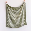 Retro floral square scarf silk feel elegant green shawl versatile hair accessory stylish neck wrap - FN267-1 Green