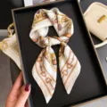 Pañuelo de seda cuadrado con estampado de cadenas vintage para mujeres, elegante moda. - FG57-2