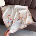 Elegante panuelo cuadrado de seda con estampado floral de estilo chino, bufanda retro chic. - FG53-2