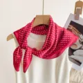 Classic red polka dot silk square scarf for women, elegant neck scarf and stylish hair accessory. - Red