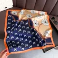 Mujer seda cuadrado bufanda floral cadena print elegante cuello chal vintage pelo accesorio - FG42-2