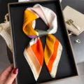 Elegante pañuelo de seda con estampado geométrico para mujer, bufanda elegante y chic. - FG46-1