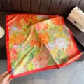 Foulard en soie à imprimé floral carré élégant protection solaire foulard femmes - FG353-4