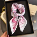 Femme imprime floral soie carre foulard elegante mode cou echarpe accessoire cheveux. - FG345-4