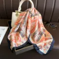 Foulard en soie à imprimé cachemire élégant, carré rétro fleuri pour femme chic. - FG344-4