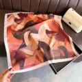 Foulard carré en soie de luxe pour femme, écharpe élégante imprimé cheval et foulard de cou. - FG347-4