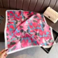 Femme foulard carre en soie imprime floral, echarpe de cou mode et chale de protection. - FG350-3