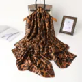 Leopard print silk scarf long shawl thin fashion wrap neckerchief versatile elegant accessory. - XD28-1 Leopard