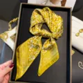 Elegant 70cm yellow silk scarf with vintage paisley baroque print for women fashion. - 70*70cm / Yellow