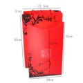 Red paper scarf gift box and bag detail view showing clear product dimensions and design. - STD-2