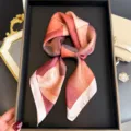 Elegant floral print silk square scarf, women's stylish twilly neckerchief for chic styling. - FG347-4