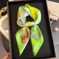 Green Floral Silk Square Scarf Women Elegant Neck Scarf Fashion Headband Shawl 90cm - FG354-2