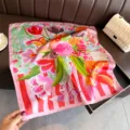 Women's silk square scarf with vibrant floral print and elegant art design for stylish daily wear. - FG352-1