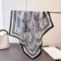 70cm black and white houndstooth imitation silk square scarf elegant neckerchief - FJ960-2 Black