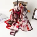 Elegant printed silk scarf long shawl vintage style fashion accessory elegant neckerchief for women - XD28-6 Red Edge