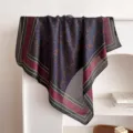 Classic paisley print small square scarf 70cm satin silk neckerchief elegant accessory - Navy