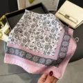 70cm paisley silk scarf fashion pink square neckerchief elegant spring women kerchief accessory - Pink