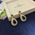 Eleganti orecchini pendenti placcati in oro con zirconi cubici a goccia verde smeraldo per donne - Orecchini a lobo / Oro - Pavé Smeraldo Goccia