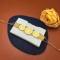 Primo piano dettaglio bracciale monete oro vintage, gioiello catena stile bohémien. - Stile 2 (6096125571153)