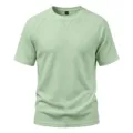 Mens waffle knit short sleeve t shirt casual raglan crewneck summer top light green - S / Tops / Bean Green