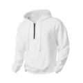 Herren Herbst Waffelstrick Halbreißverschluss Kapuzensweatshirt, lässige Outdoor Sportbekleidung. - S / Oberteile / Weiß