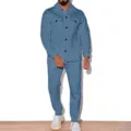 Ensemble deux pieces decontracte pour homme veste bleu clair et pantalon assorti - Bleu clair