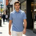 Polo d'été pour hommes respirant décontracté à séchage rapide col revers manches courtes. - Bleu saphir