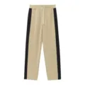 Heren casual trainingsbroek met drukknopen en zijstrepen losse rechte lange broek detail - Khaki